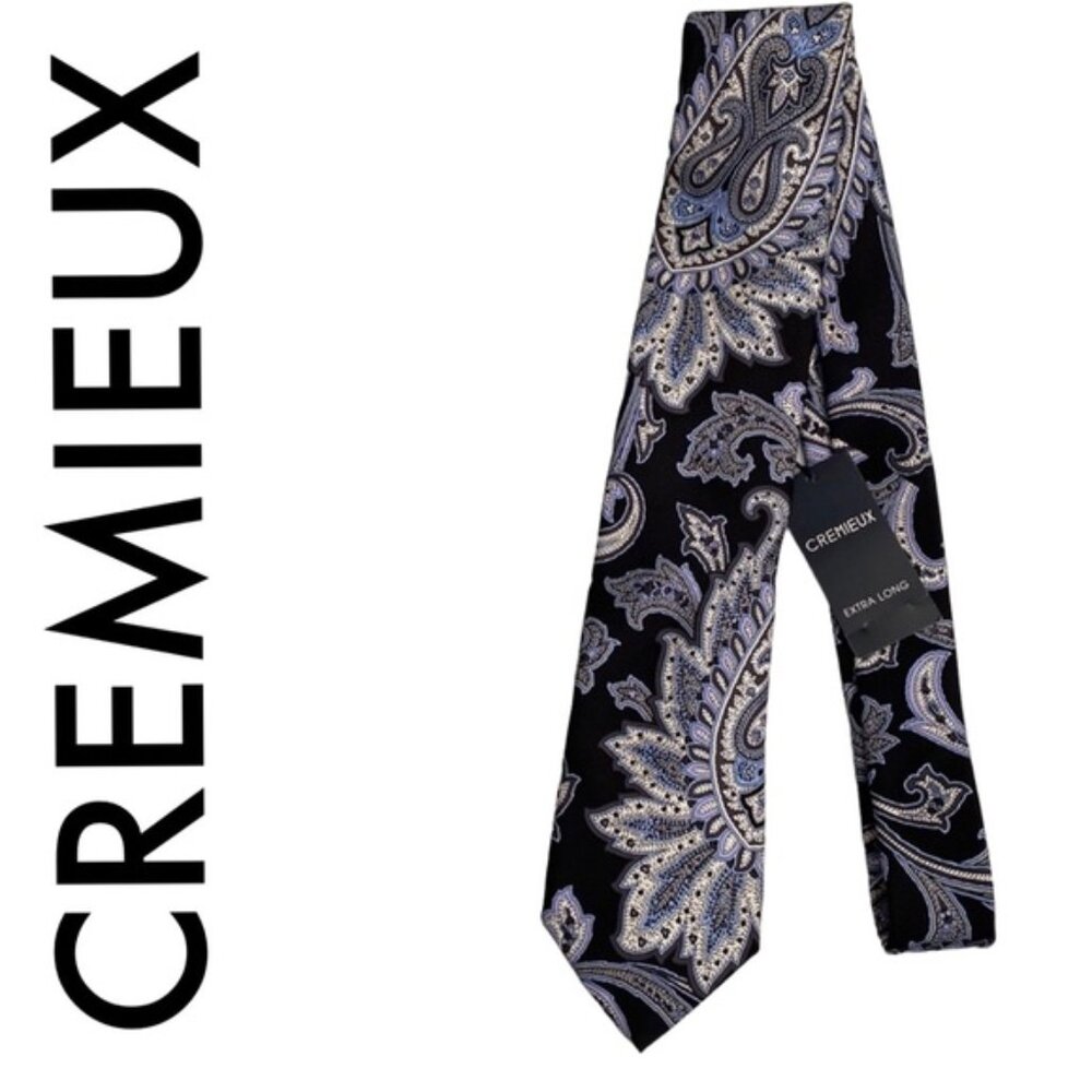 CREMIEUX NWT MENS TIE BLACK BLUE LAVENDER GRAY